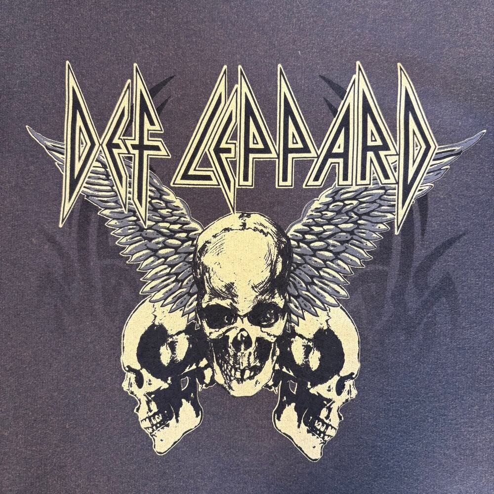 Def Leppard Official Licensed Sweatshirt Skull Wings Graphic Charcoal Rock Band - Picture 2 of 11